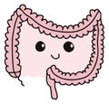 Simple gastrointestinal illustration of bowel internal system. Healthy gut concept. Human body parts in vector