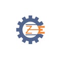 Simple gear shape ZE initials logo and icon