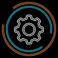 Simple Gear Thin Line Vector Icon