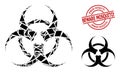 Geometric Biohazard Icon Mosaic and Grunge Beware Mosquito! Stamp Print