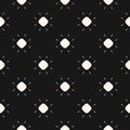 Simple geometric black and white vector seamless pattern with small flowers Royalty Free Stock Photo
