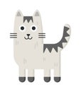 Simple geometric cat. Cute kitten standing. Modern flat art style. Vector cartoon character Royalty Free Stock Photo