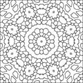 Simple geometric coloring page for kids and adults. Relax black and white ornament, mandala.