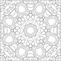 Simple geometric coloring page for kids and adults. Relax black and white ornament, mandala.