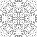 Simple geometric coloring page for kids and adults. Relax black and white ornament.