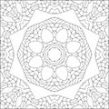 Simple geometric coloring page for kids and adults. Relax black and white ornament.