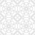 Simple geometric coloring page for kids and adults. Seamless pattern, relax ornament, mandala.