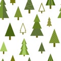 Simple geometric firs, pines, Christmas trees seamless background