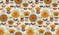 Simple geometric floral seamless pattern. Royalty Free Stock Photo
