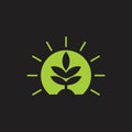 Simple geometric green plant circle logo vector Royalty Free Stock Photo