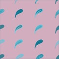 Simple geometric hand drawn feathers pattern. Pink coloured Seamless feather pattern