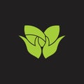 Simple geometric hand hold leaf plant circle logo vector