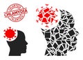 Geometric Head Virus Icon Mosaic and Grunge Chlamydia Stamp Print