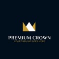 Simple geometric luxury Royal crown logo design vector illustration. universal premium King Queen brand template. beauty industry