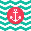 Simple geometric nautical card with anchor