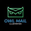 Simple Geometric Owl Bird Mail Icon Illustration