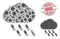 Geometric Rain Icon Mosaic and Scratched Miss Stamp Print