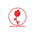 Simple geometric red rose leaf beauty symbol logo vector