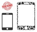 Geometric Smartphone Icon Mosaic and Textured Toll-Free Phone Number Stamp Print