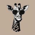 A simple giraffe with glasses logo.