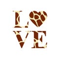 simple giraffe love with heart. Vector illustration. Heart with giraffe
