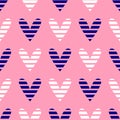 Simple girly seamless pattern with cut hearts.