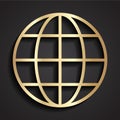 simple globe 3d shape on dark background, vector illustration