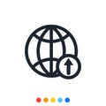 Simple globe icon with Upload symbol,Internet web browser icon Royalty Free Stock Photo