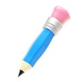 Simple glossy blue pencil with an eraser Royalty Free Stock Photo