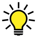 Simple glowing light bulb symbol or icon