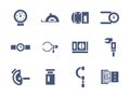 Simple glyph measuring tools icons set