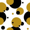 Simple gold black circle seamless pattern vector