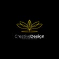 simple gold flower logo design vector with line style Royalty Free Stock Photo