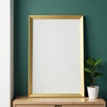 Simple gold leaf mirror frame, minimalist aesthetic, clean, simple design, simple Royalty Free Stock Photo