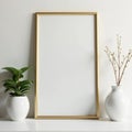 Simple gold leaf mirror frame, minimalist aesthetic, clean lines, simple Royalty Free Stock Photo