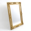 Simple gold mirror isolated on white background Royalty Free Stock Photo