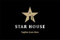 Simple Golden Star with House Door for Real Estate or Artist Talent Show Logo Design Vector Royalty Free Stock Photo