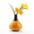 Simple Gourd Vase With Freesia - Isolated On White Background Royalty Free Stock Photo