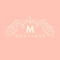 Simple and graceful floral monogram design template, Elegant lineart logo , vector illustration. for boutique, salon Royalty Free Stock Photo