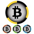 Simple, gradient bitcoin chip. Four color variations