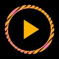 Simple gradient pink and orange video player symbol