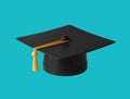 Simple graduation cap 3d render illustration.