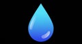 A simple graphic of a blue water droplet against a black background. The droplet Royalty Free Stock Photo