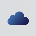 Simple graphic of a cloud icon in dark blue against a light grey background. The cloud Royalty Free Stock Photo
