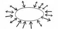Handdrawn arrows radiating from an oval shape on white background Royalty Free Stock Photo