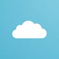 A white cloud icon centered against a solid light blue backgroun Royalty Free Stock Photo