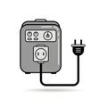 Center. The attached power cable with a plug extends to the right. The Royalty Free Stock Photo
