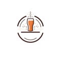 Simple graphic logo glass of beer on white background. Royalty Free Stock Photo
