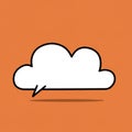A simple graphic with an orange background features a white cloud with a black Royalty Free Stock Photo