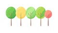Simple Graphic Row of Stylized Deciduous Trees in Flat Colors, vector design Generative AI Royalty Free Stock Photo